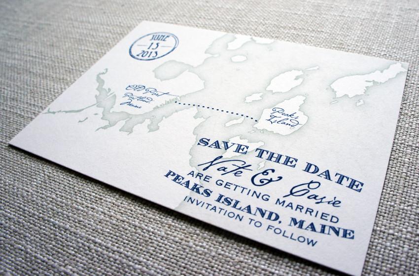 Peaks Island Maine Map Save the Date by Scotti Cline Designs