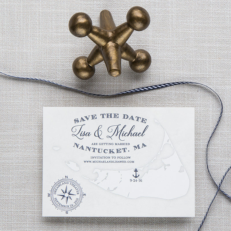 Nantucket Massachusetts Map Save the Date by Scotti Cline Designs