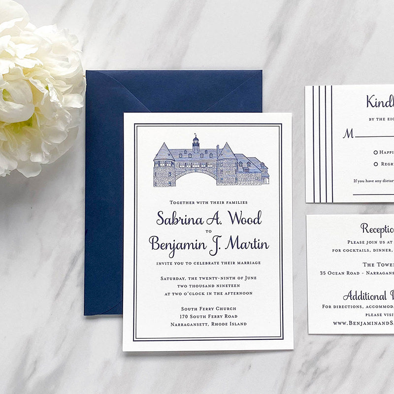 The Towers Wedding Invitation by Scotti Cline Designs
