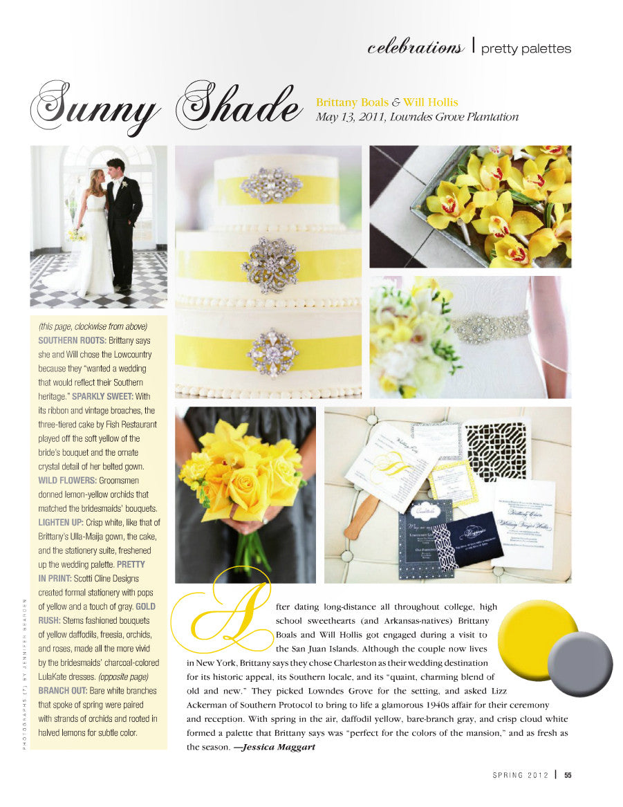 Trellis Letterpress Wedding Invitation shown featured in Charleston Weddings Magazine.
