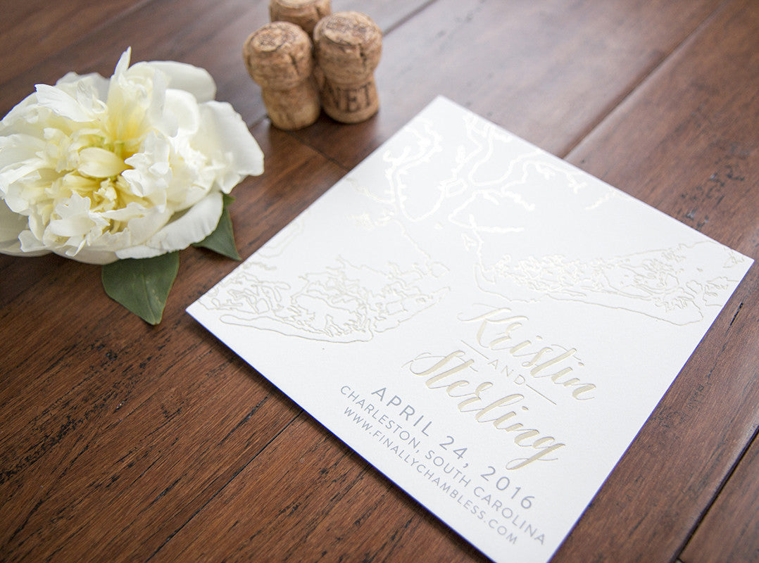 Charleston Outline Foil Save the Date by Scotti Cline Designs