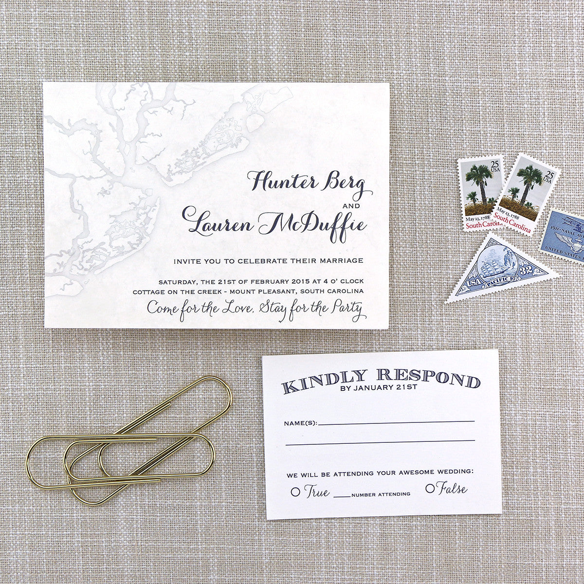 Charleston Map Wedding Invitation by Scotti Cline Designs