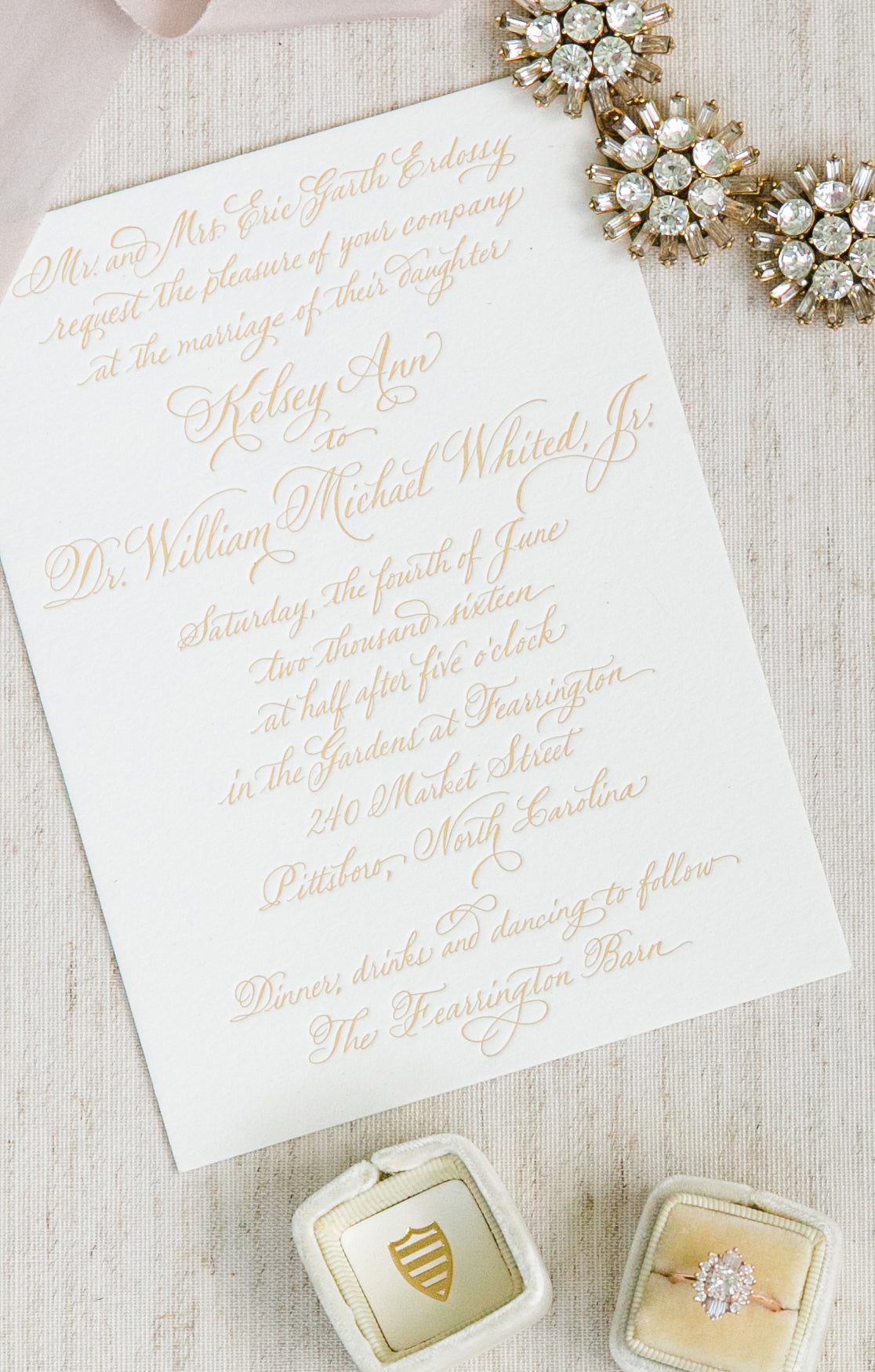 Calligraphy Letterpress Wedding Invitation by Scotti Cline Designs  |  Picture by Dana Cubbage Weddings