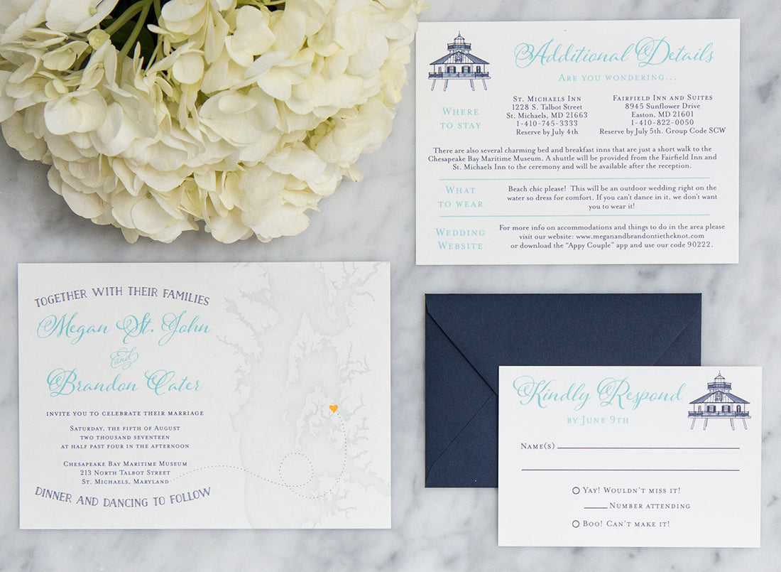 Chesapeake Bay Wedding Invitation by Scotti Cline Designs
