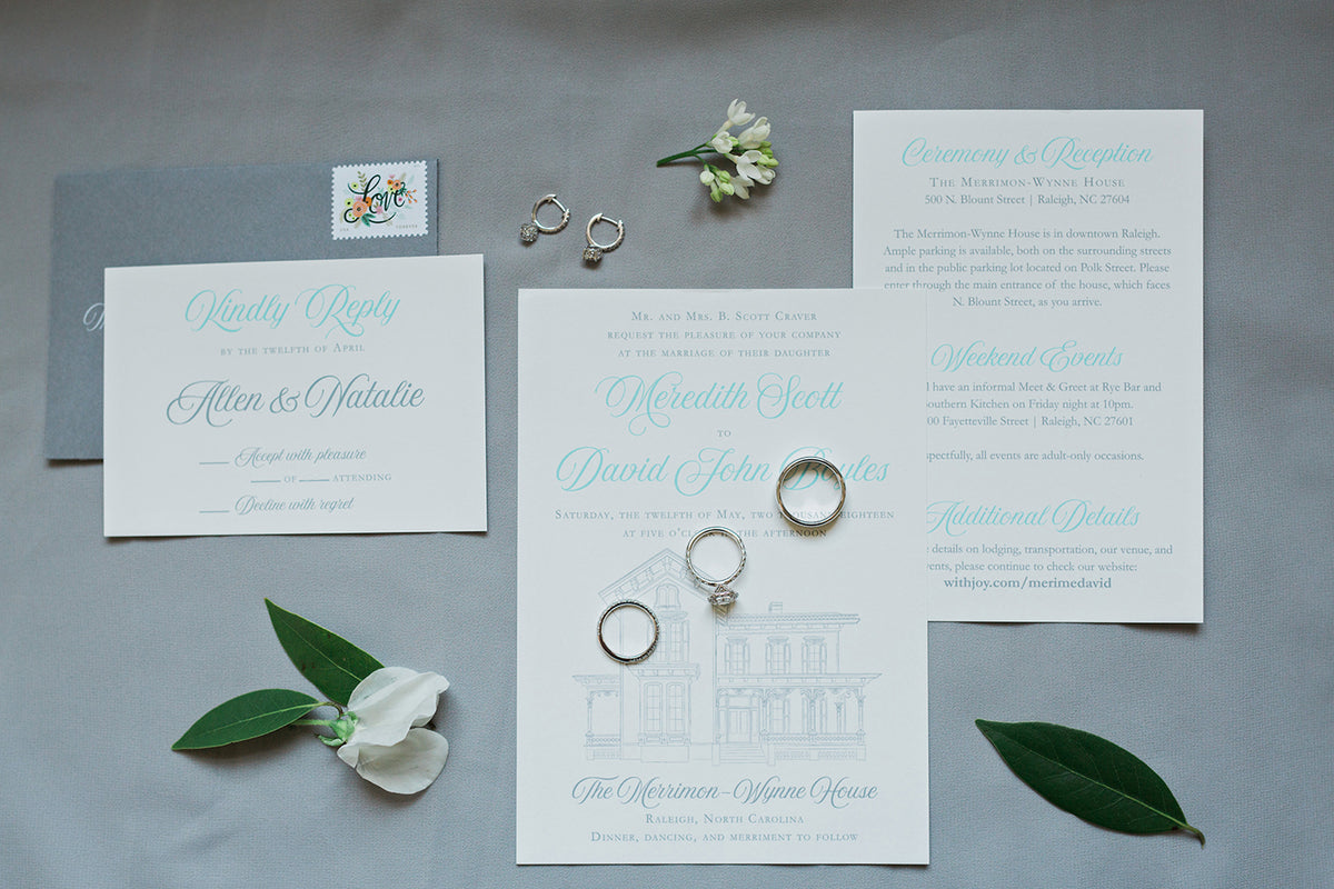 Merrimon-Wynne Wedding Invitation by Scotti Cline Designs | photo by Alaina Ronquillo