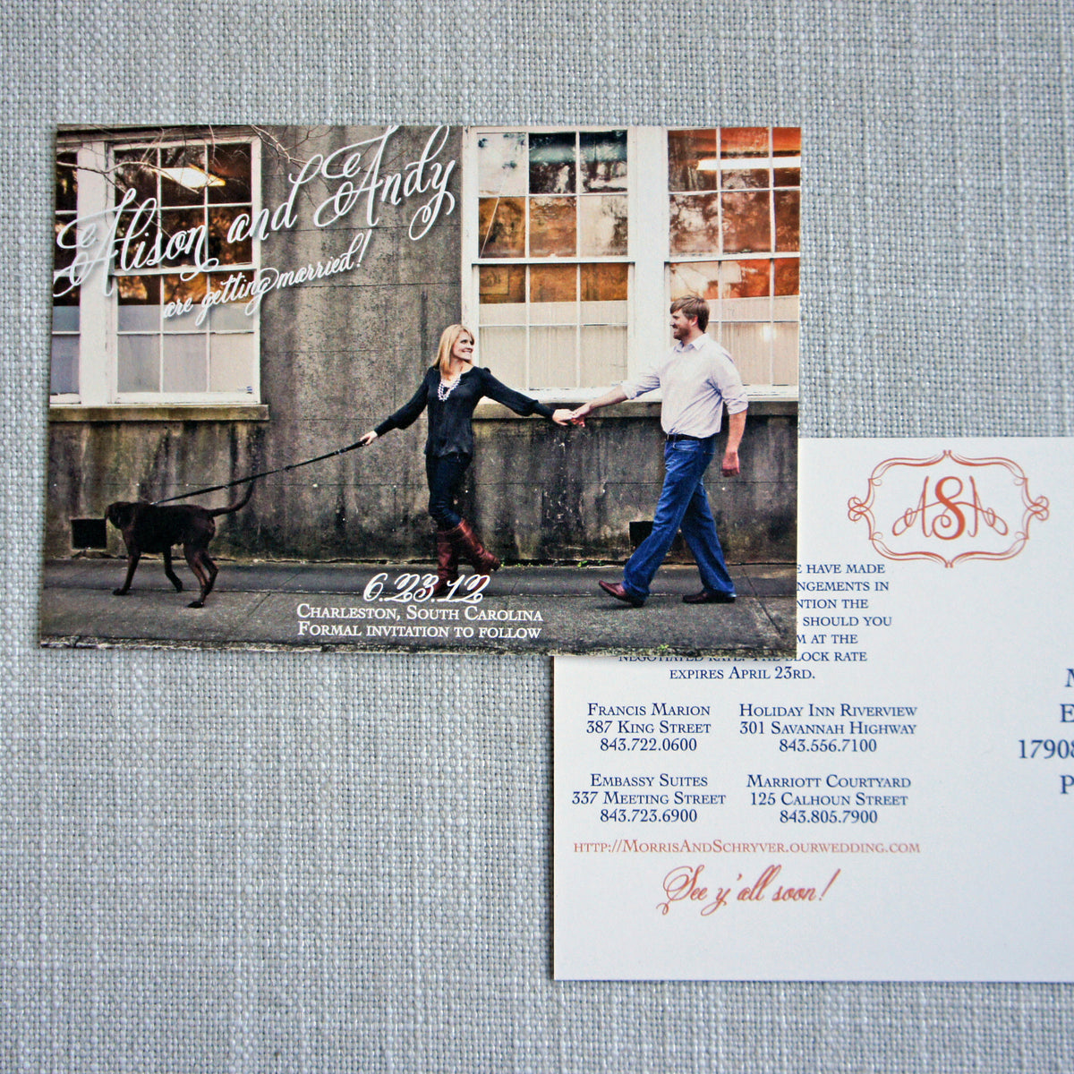 Angled Script Photo Save the Date