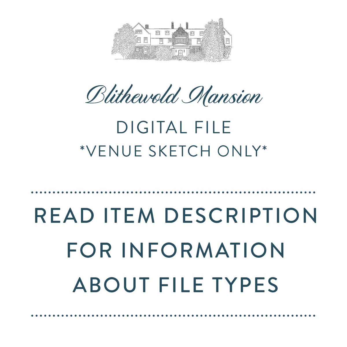 Blithewold Mansion Sketch Digital File by Scotti Cline Designs