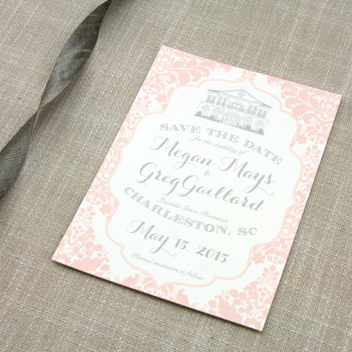 Lowndes Grove Plantation Save the Date by Scotti Cline Designs