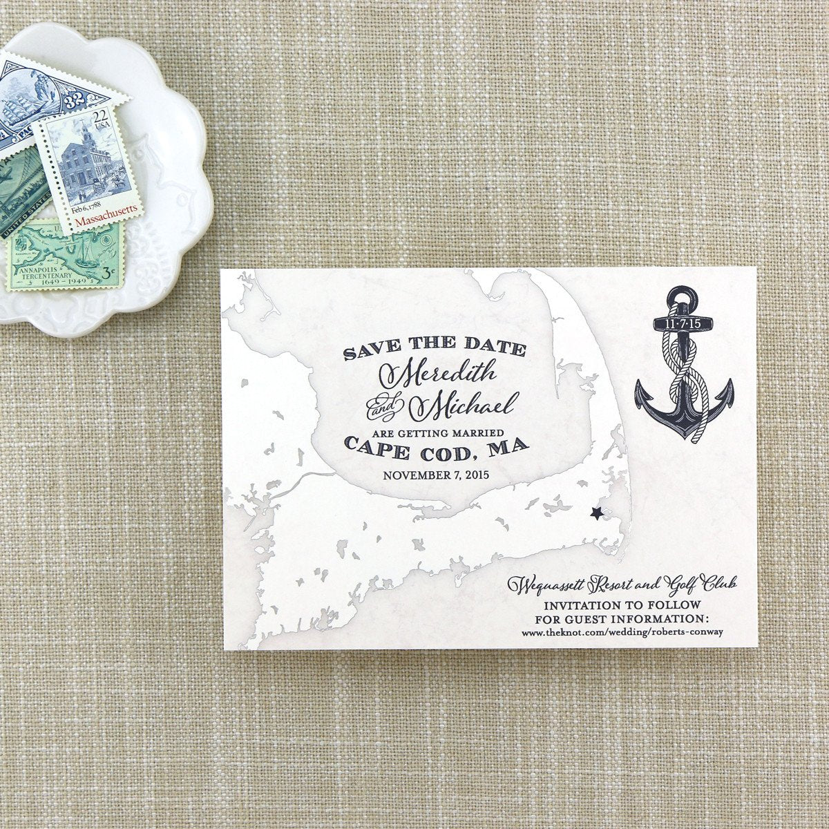 Cape Cod Map Save the Date by Scotti Cline Designs