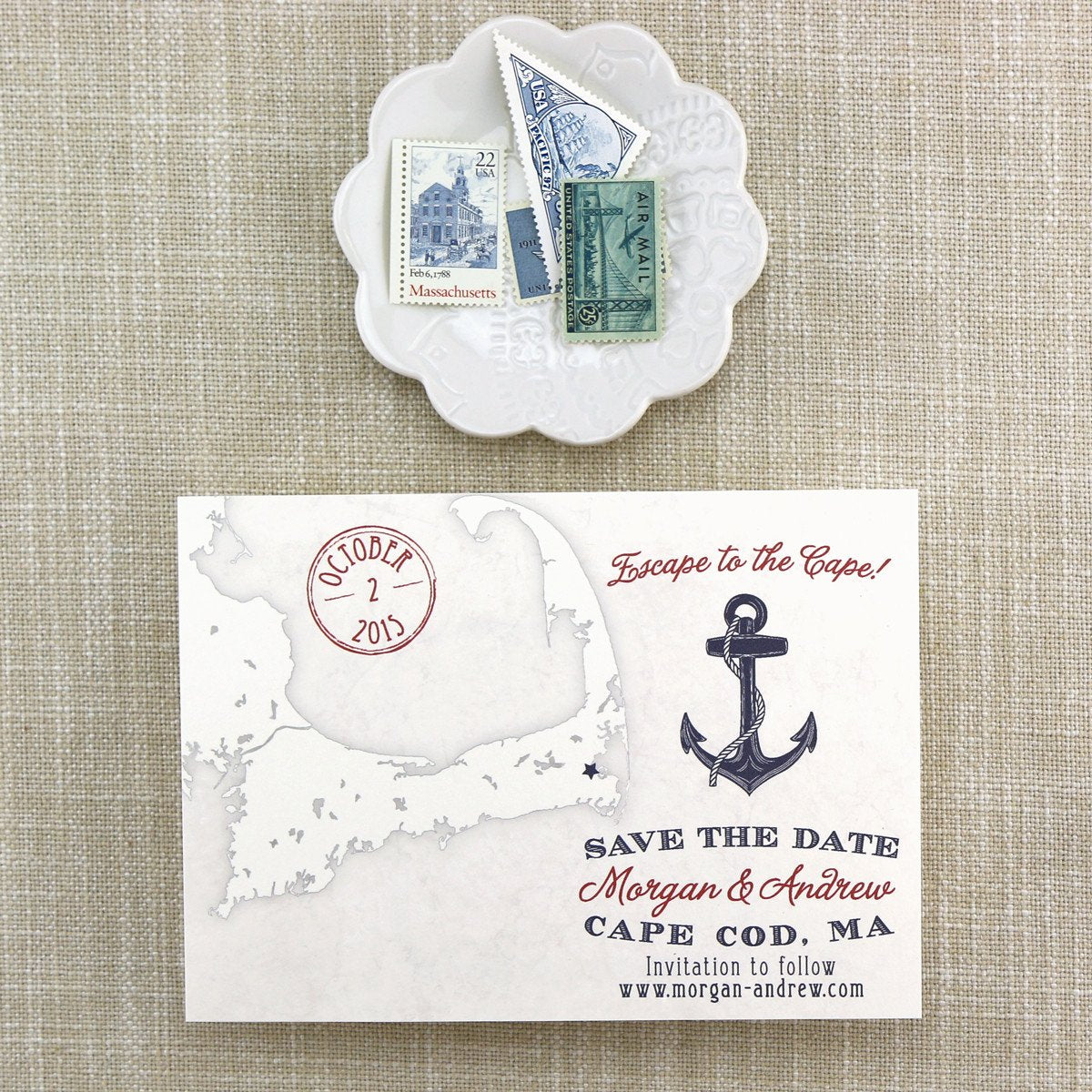 Cape Cod Map Save the Date by Scotti Cline Designs