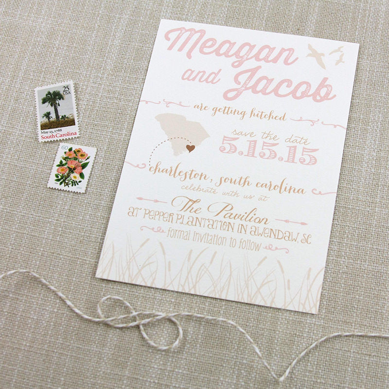 Blush and Taupe Coastal Save the Date