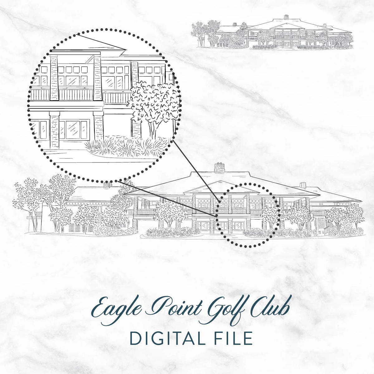 Eagle Point Golf Club Sketch Digital File by Scotti Cline Designs
