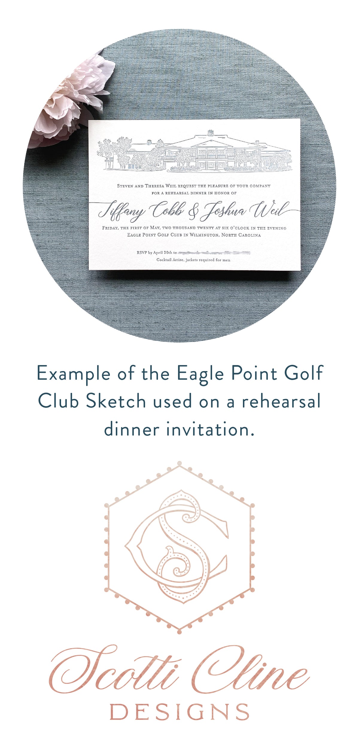 Eagle Point Golf Club Sketch Digital File by Scotti Cline Designs