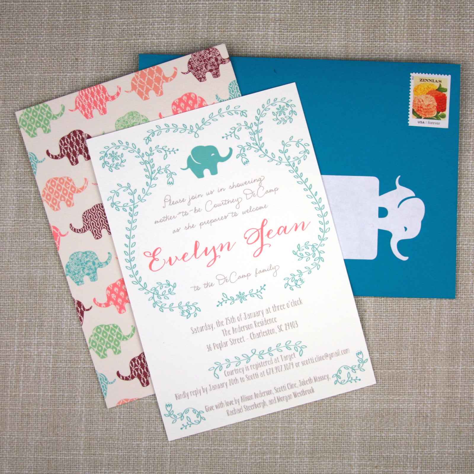 Elephant Baby Shower Invitation