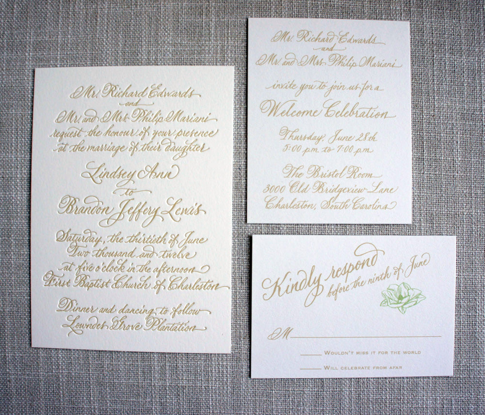 Calligraphy Letterpress Wedding Invitation