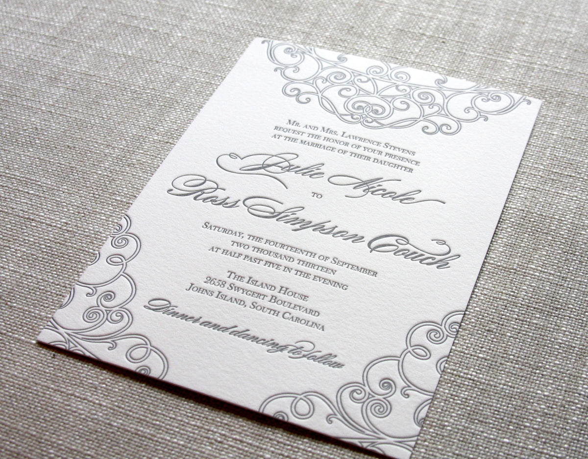 Letterpress Iron Gate Inspired Wedding Invitation