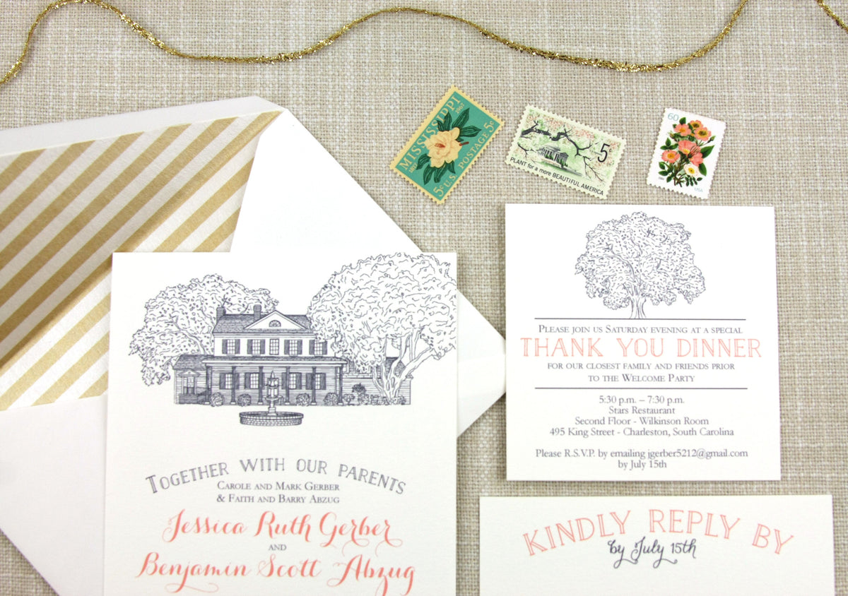 Legare Waring House Wedding Invitation in Charleston, SC by Scotti Cline Designs