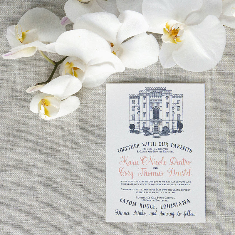 Louisiana Old State Capitol Wedding Invitation