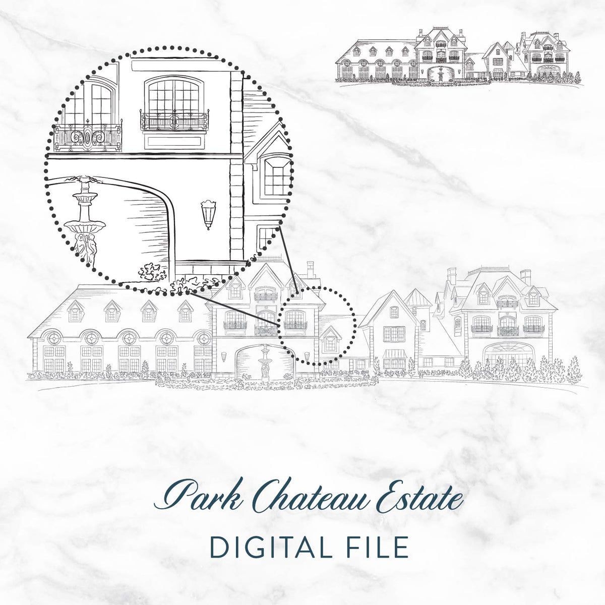 Park Chateau Estate Sketch Digital File
