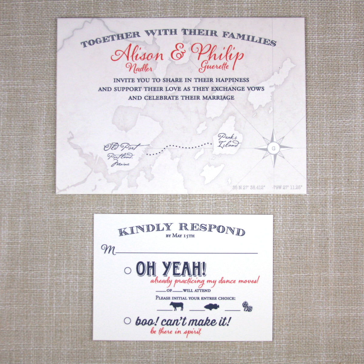 Peaks Island Wedding Invitation