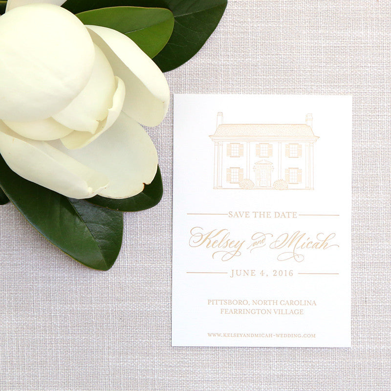 Letterpress Fearrington Save the Date by Scotti Cline Designs