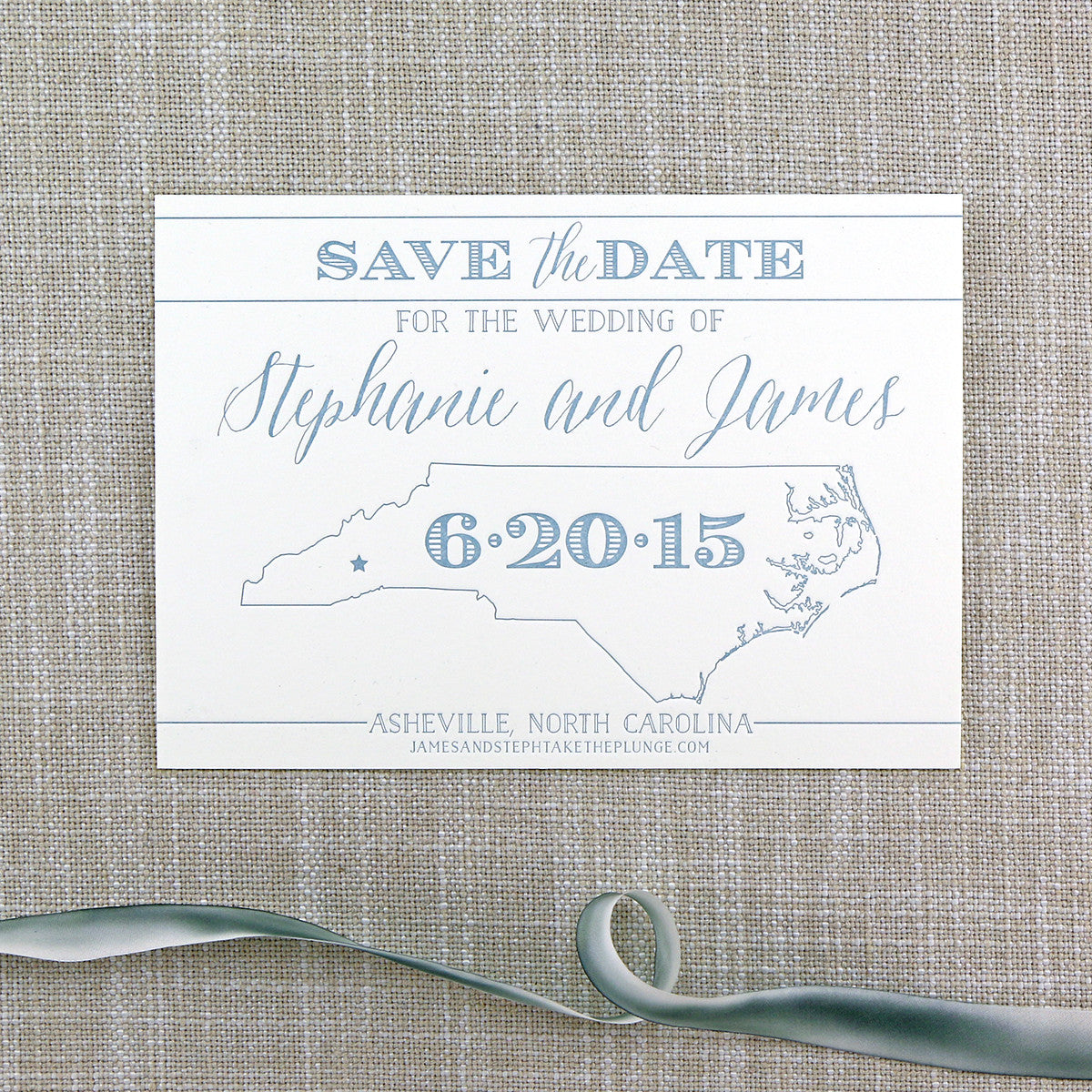 Letterpress North Carolina Save the Date (light blue letterpress) by Scotti Cline Designs