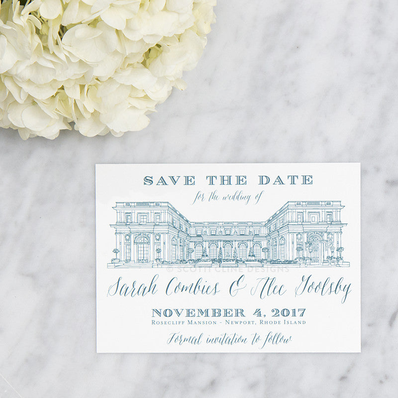 Rosecliff Mansion Save the Date by Scotti Cline Designs