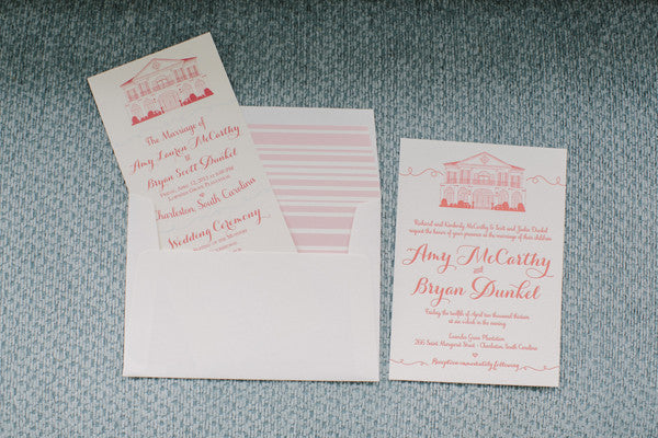 Letterpress Lowndes Grove Invitation. Picture by Paige Winn Photography