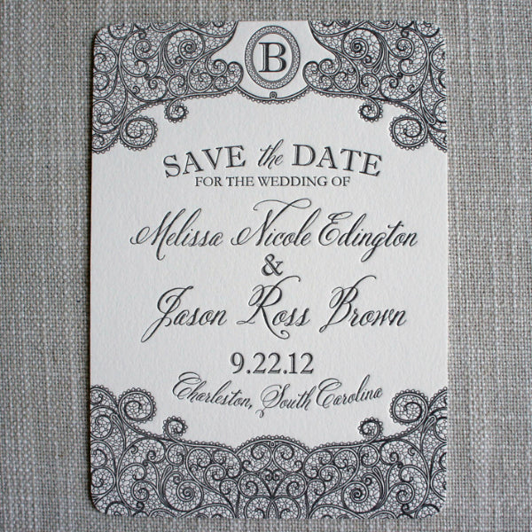 Letterpress Lace Save the Date
