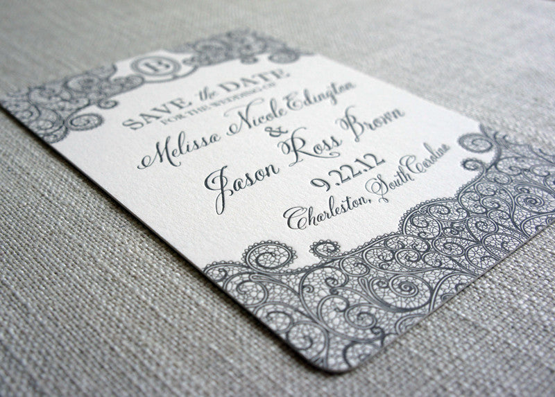 Letterpress Lace Save the Date