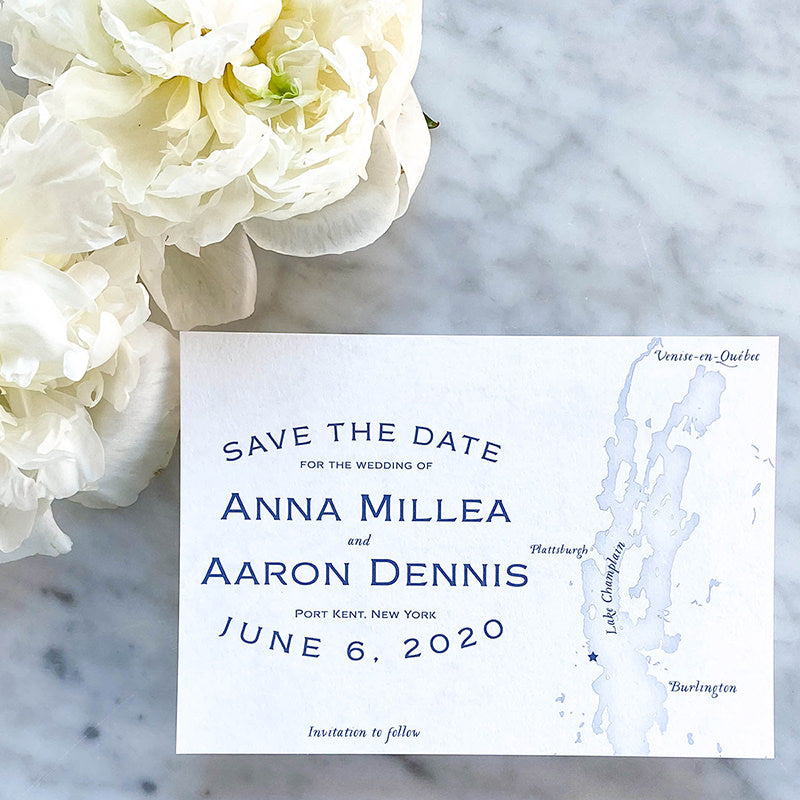 Lake Champlain Map Save the Date by Scotti Cline Designs