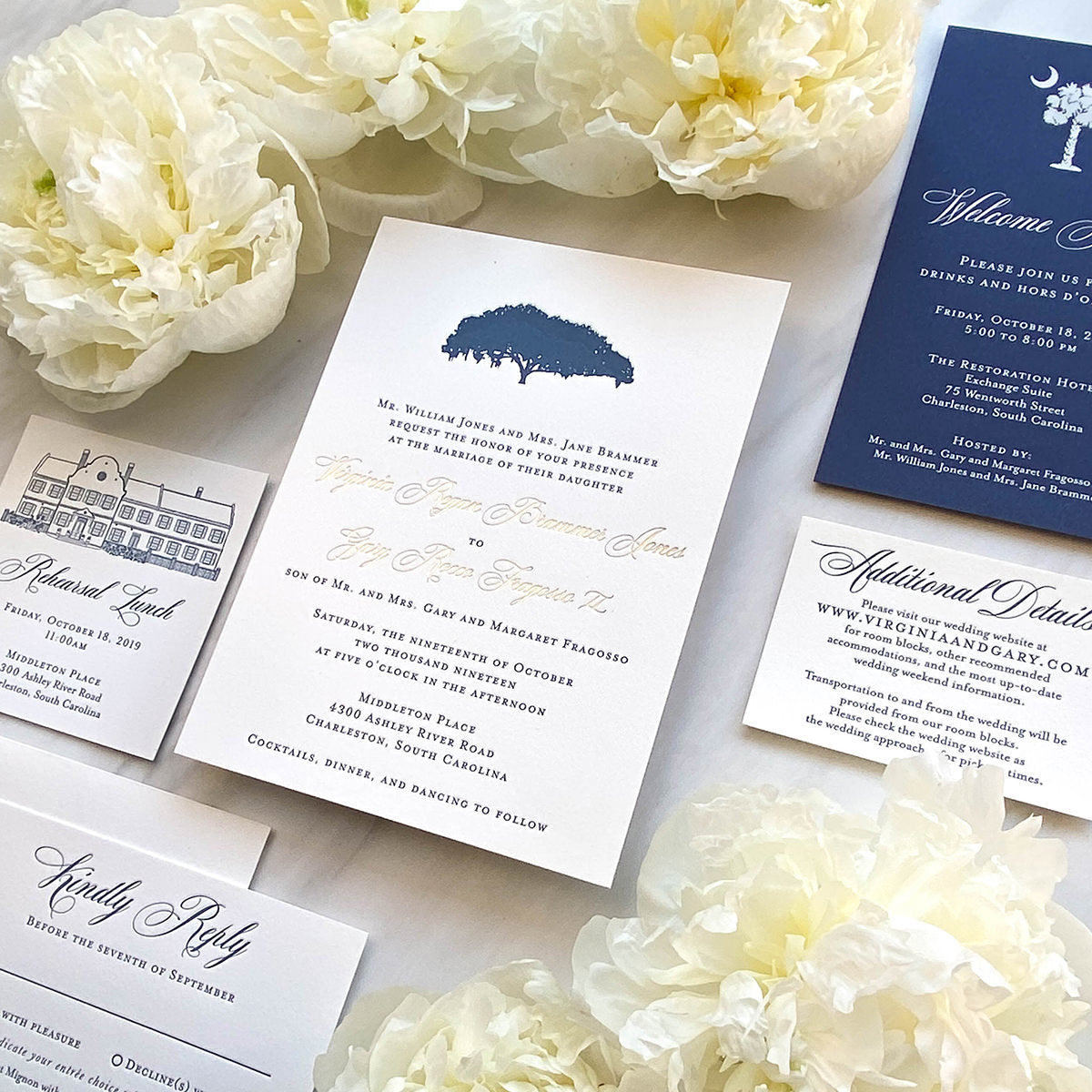 Middleton Place Oak Tree Wedding Invitation by Scotti Cline Designs