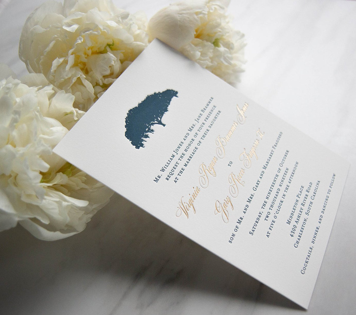 Middleton Place Oak Tree Wedding Invitation by Scotti Cline Designs