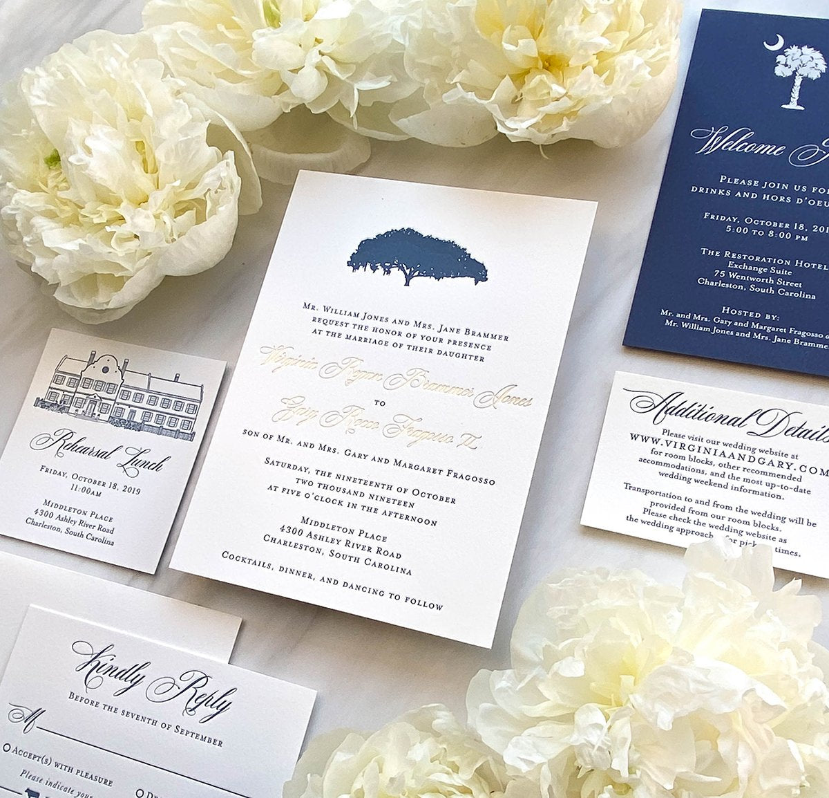 Middleton Place Oak Tree Wedding Invitation by Scotti Cline Designs