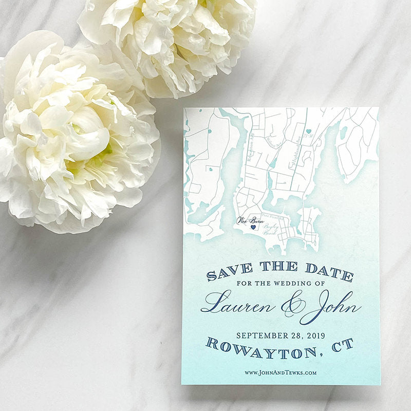 Rowayton Map Save the Date by Scotti Cline Designs