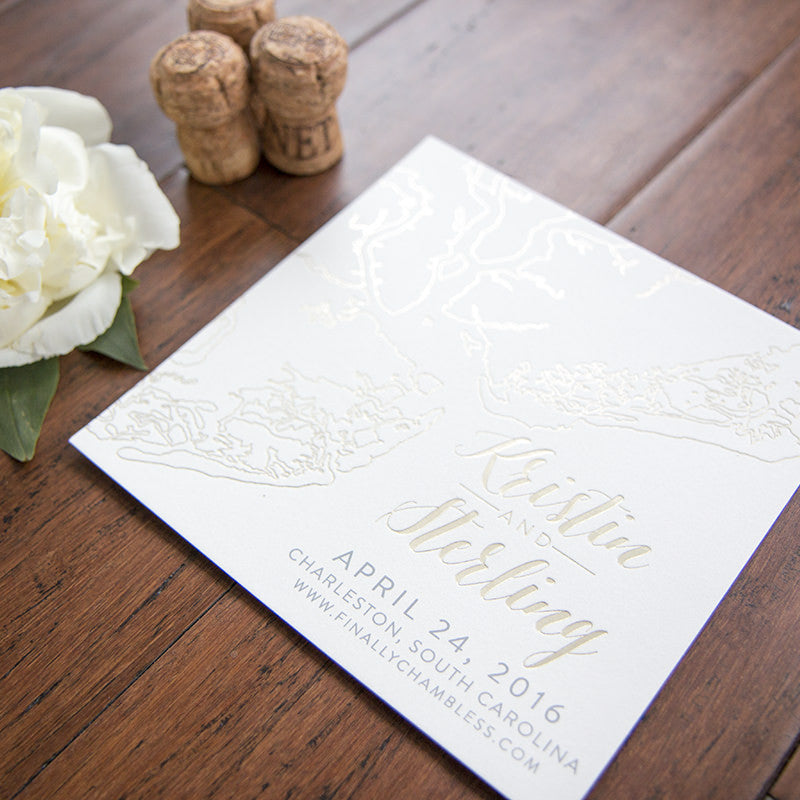 Charleston Outline Foil Save the Date by Scotti Cline Designs
