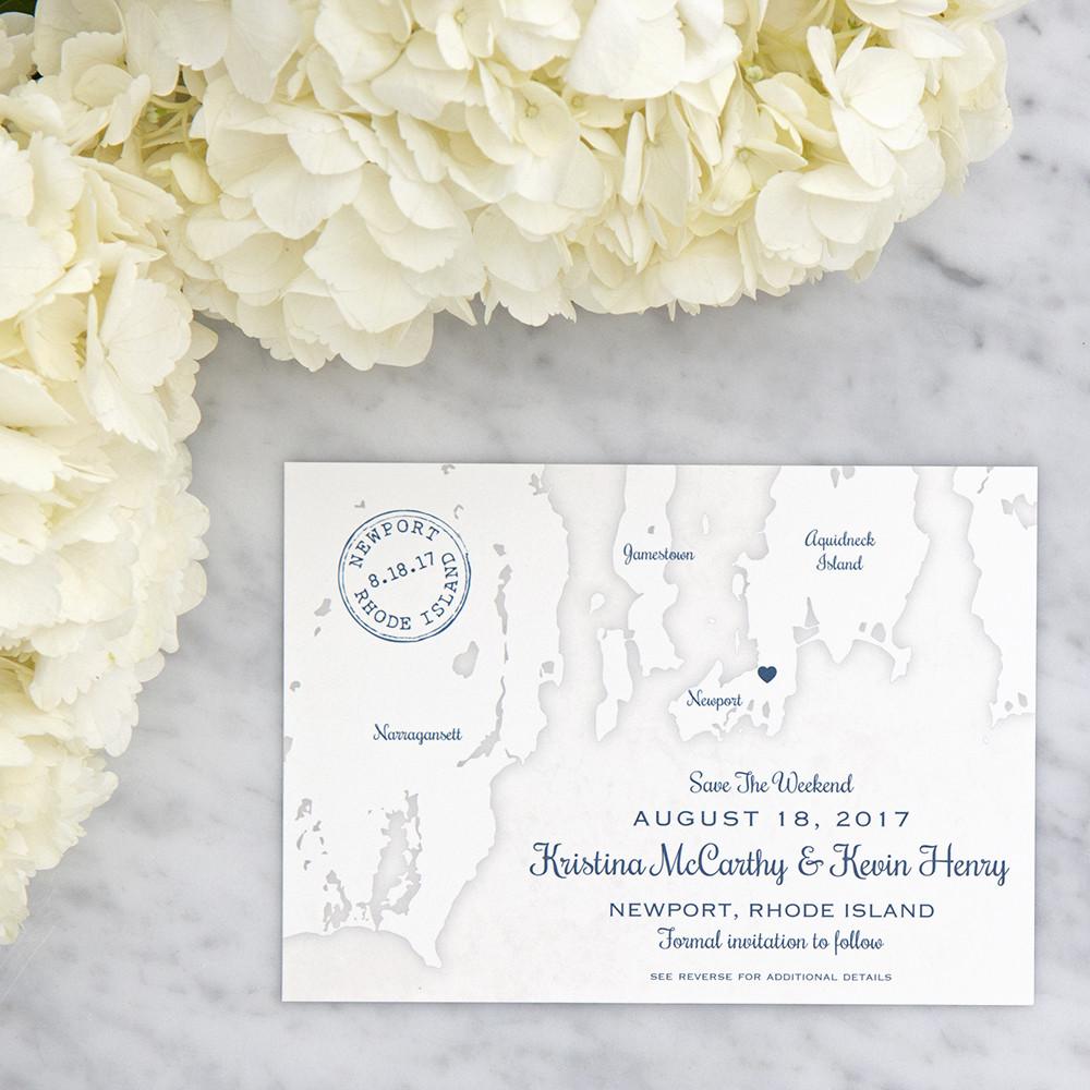 Rhode Island Map Save the Date by Scotti Cline Designs