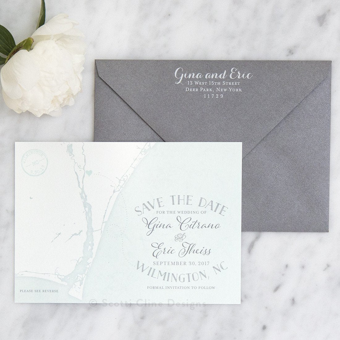 Wilmington, North Carolina Map Save the Date by Scott Cline Designs