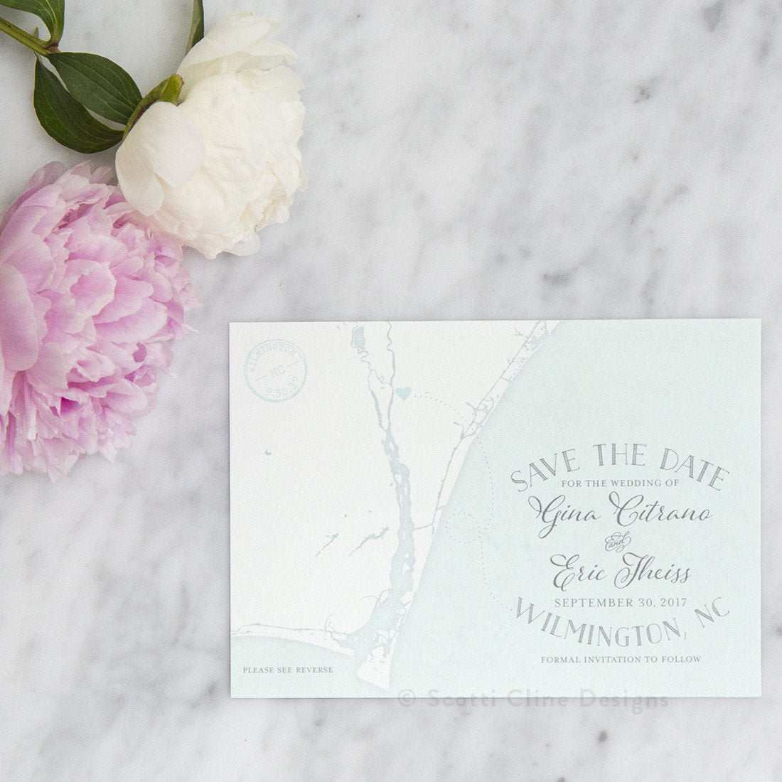 Wilmington, North Carolina Map Save the Date by Scott Cline Designs