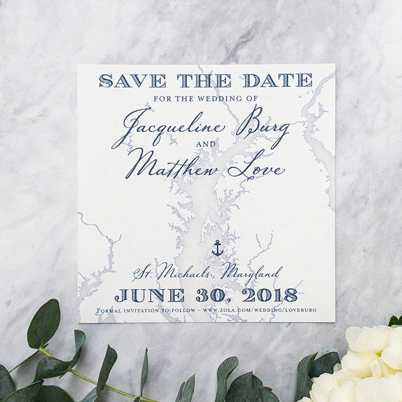 Chesapeake Bay Map Save the Date by Scotti Cline Designs
