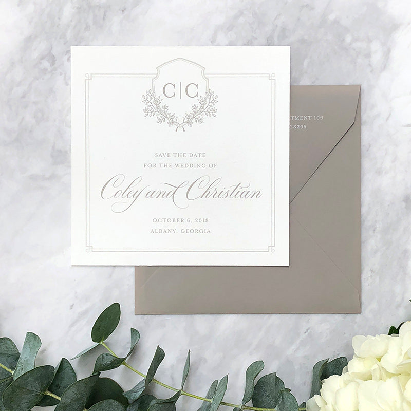 Classic Monogram Square Save the Date by Scotti Cline Designs