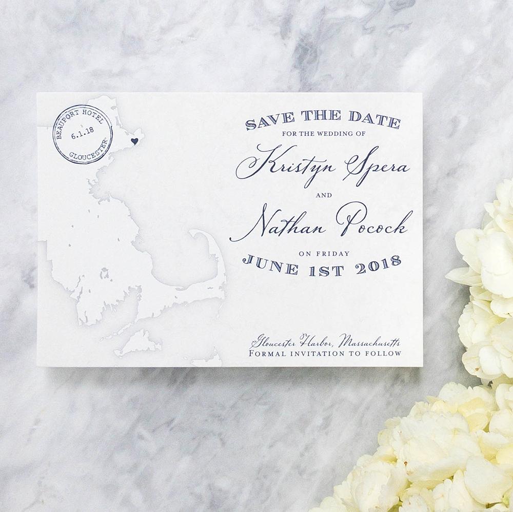 Massachusetts Map Save the Date by Scotti Cline Designs