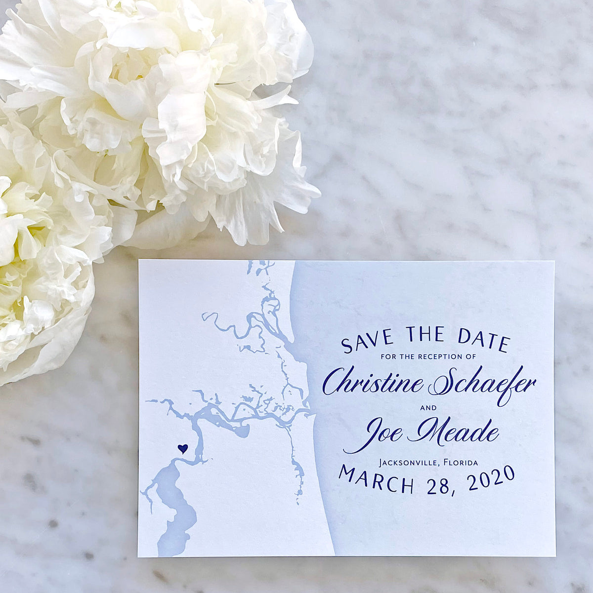 Jacksonville Florida Coastal Map Save the Date by Scotti Cline Designs