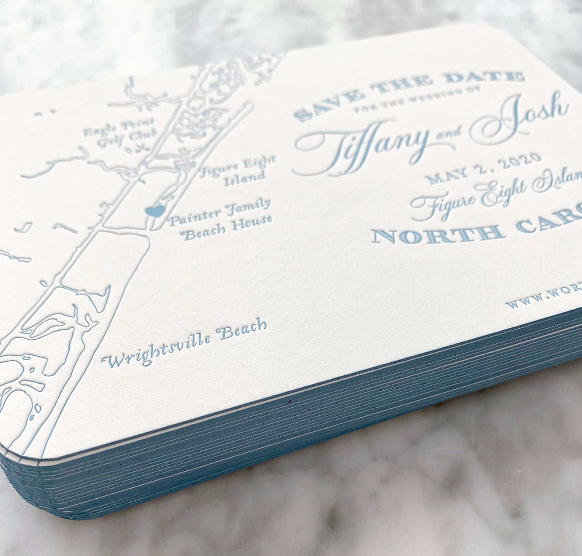 Letterpress Figure Eight Island North Carolina Map Save the Date by Scotti Cline Designs