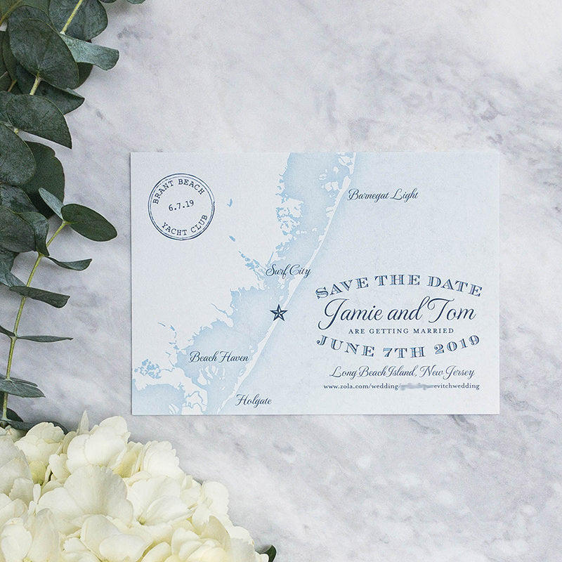 Long Beach Island Map Save the Date by Scotti Cline Designs