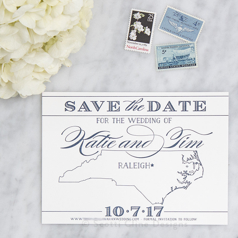 Letterpress North Carolina State Save the Date by Scotti Cline Designs