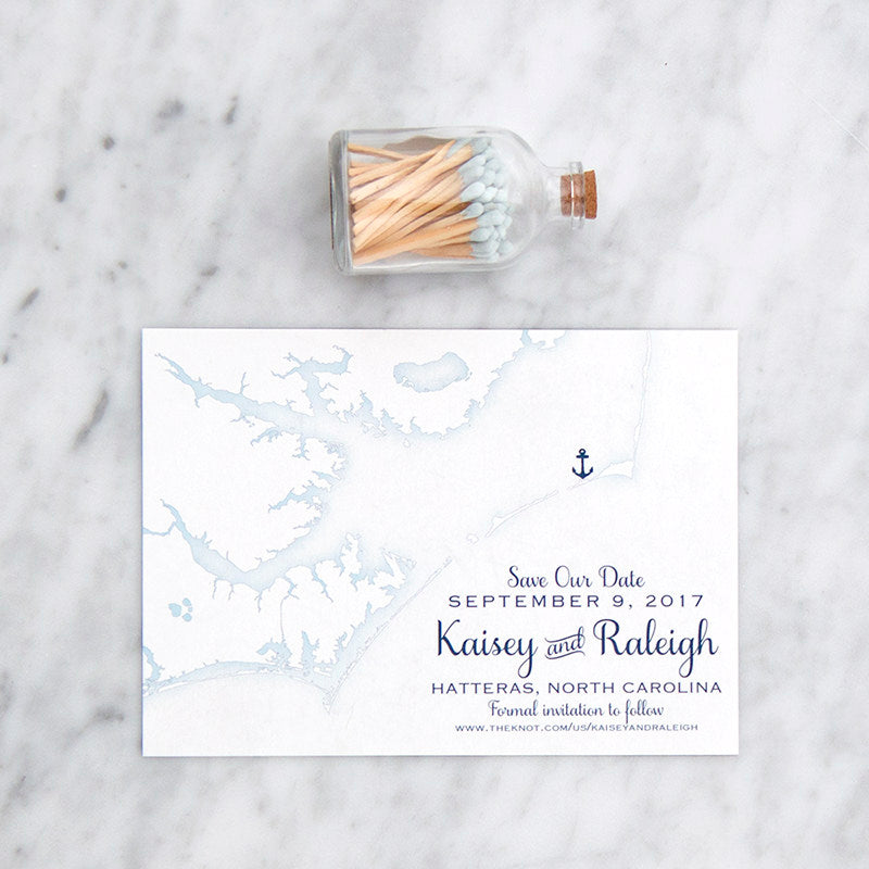 Outer Banks Map Save the Date by Scotti Cline Designs