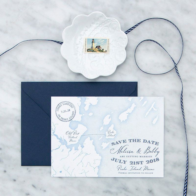 Peaks Island Maine Map Save the Date by Scotti Cline Designs