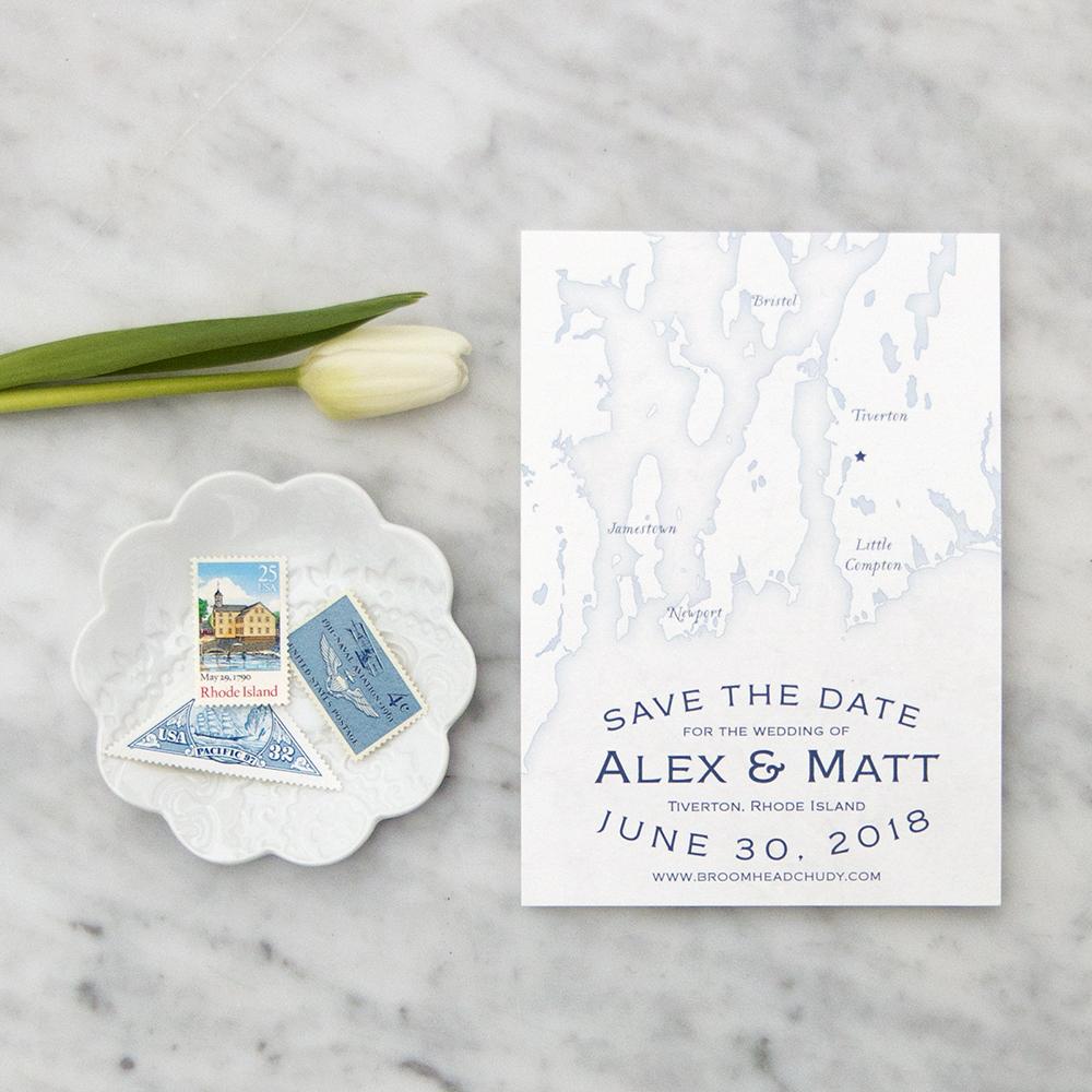 Rhode Island Map Save the Date by Scotti Cline Designs