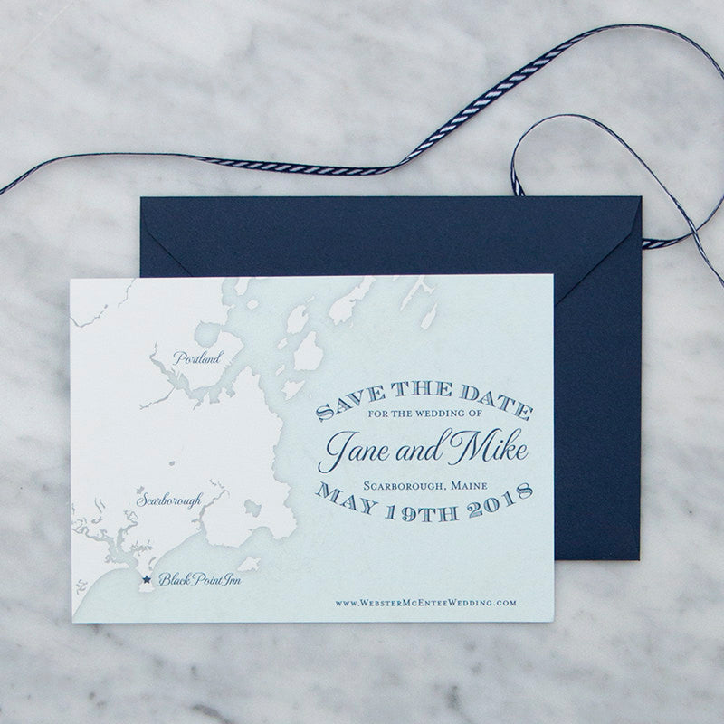 Scarborough Maine Map Save the Date by Scotti Cline Designs